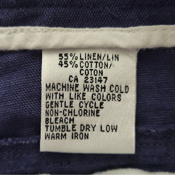 Vintage Talbots Petites Minimalist Navy Blue Irish Linen Blend Tapered Pants 8 - Picture 6 of 9